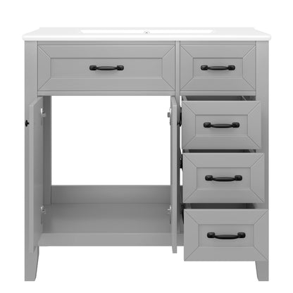 Modern Bathroom Vanity With Sink, Freestanding Design With Drawers And Doors