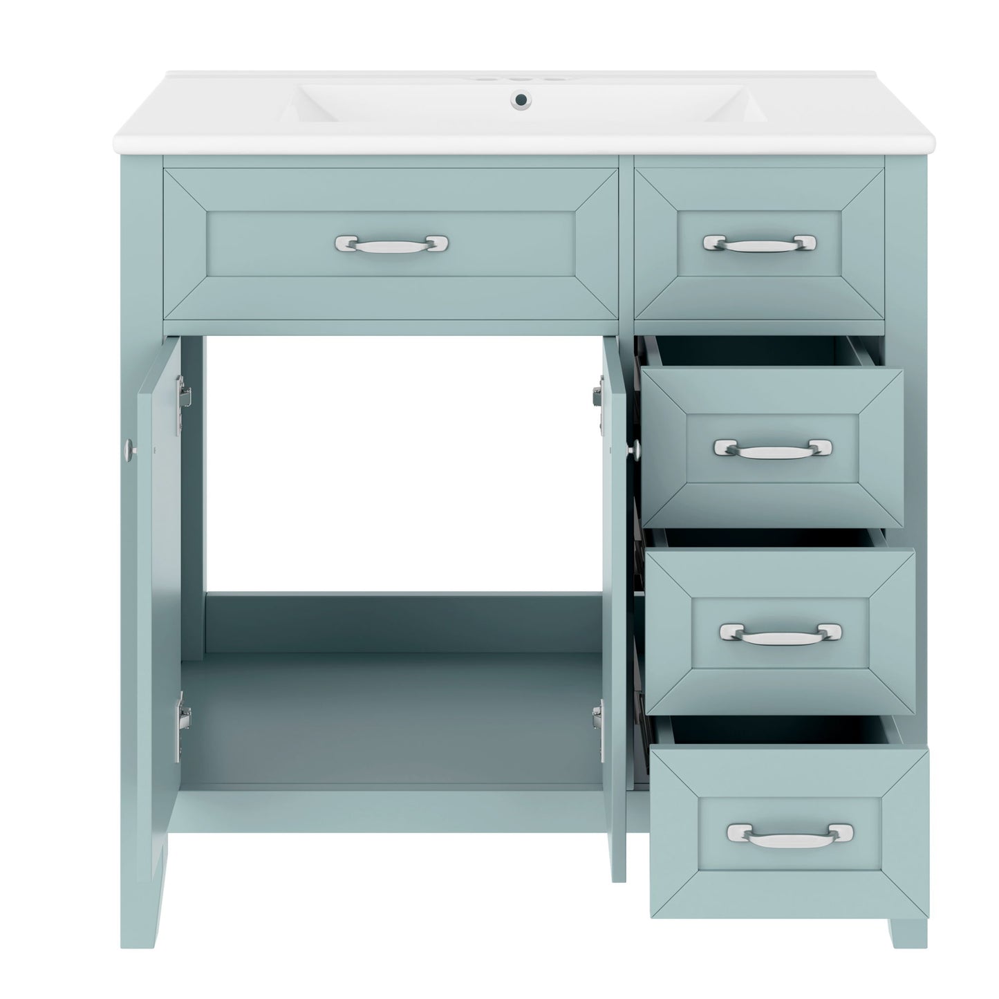 Modern Bathroom Vanity With Sink, Freestanding Design With Drawers And Doors