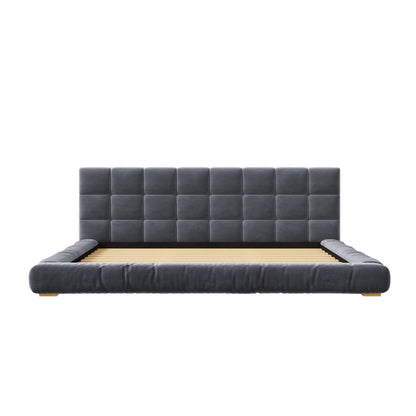 Upholstered Platform Bed Frame With Tufted Headboard