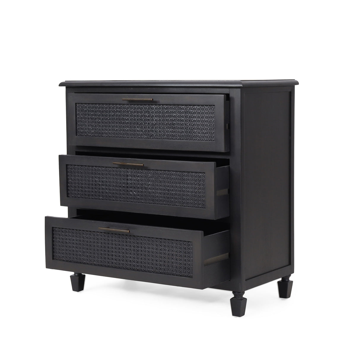 Newell - Cane 3 Drawer Dresser - Dark Gray