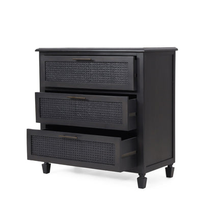 Newell - Cane 3 Drawer Dresser - Dark Gray