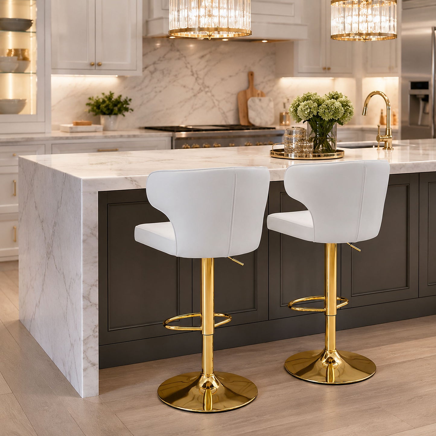Adjustable Swivel Bar Chair With High Back Support