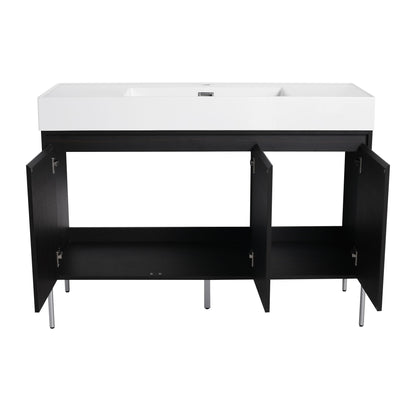 Freestanding Bathroom Vanity With Resin Sink And Storage Cabinet