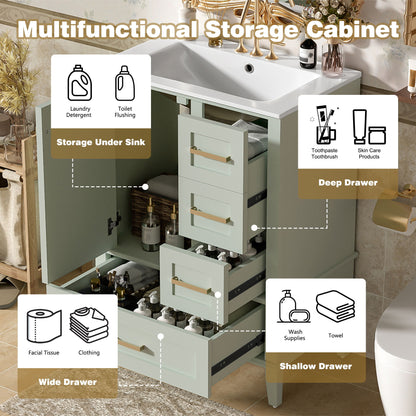 Bathroom Vanity, Modern Bathroom Cabinet With Sink Combo Set, Bathroom Storage Cabinet With A Soft Closing Door And 3 Drawers, Solid Wood Frame