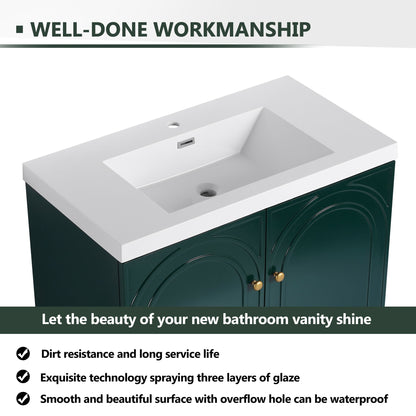 Contemporary Freestanding Bathroom Vanity With Resin Sink & Soft-Close Cabinet Doors