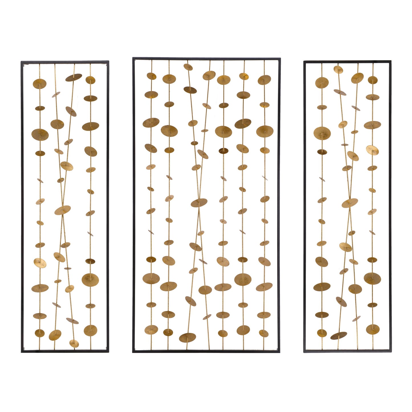 Metal Decorative Wall Art With Frame, Wall Decor For Living Room (Set of 3) - Gold