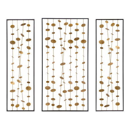 Metal Decorative Wall Art With Frame, Wall Decor For Living Room (Set of 3) - Gold