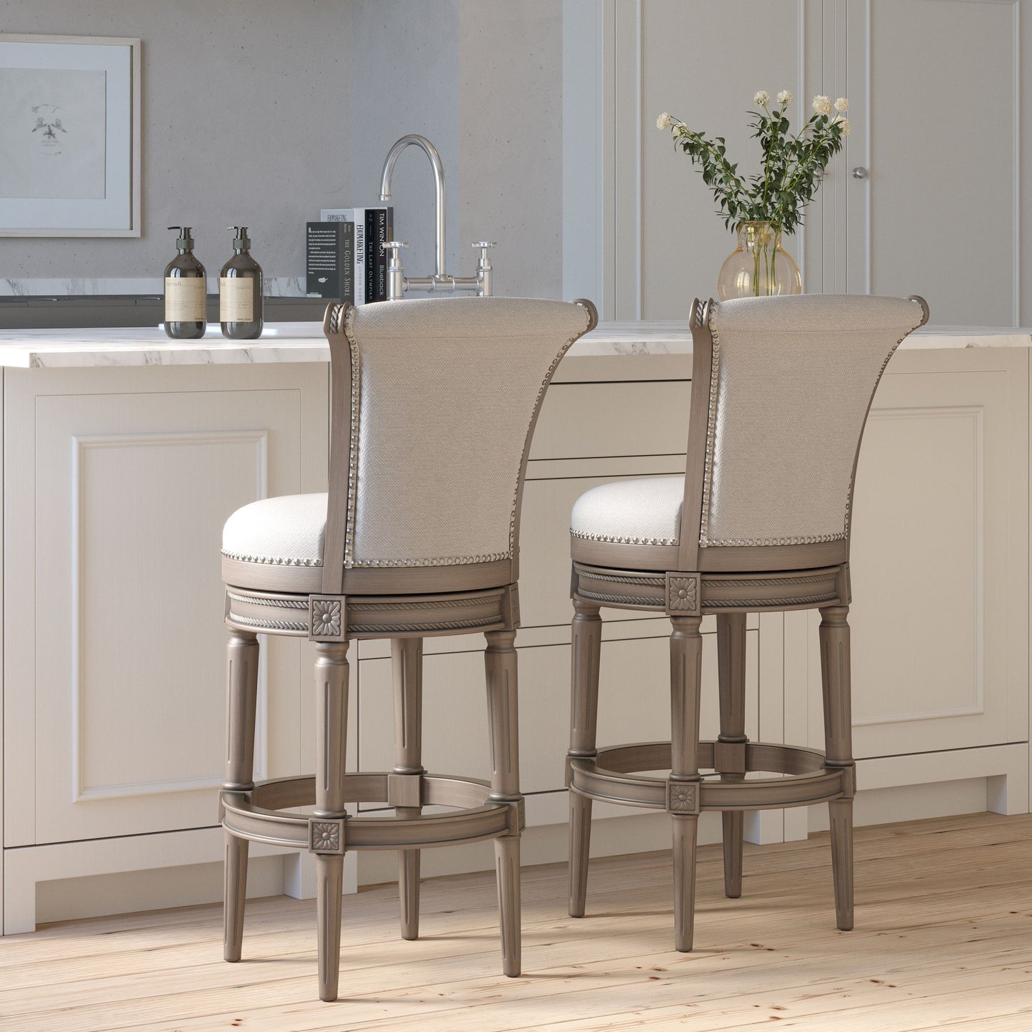 Swivel Barstool With High-Back