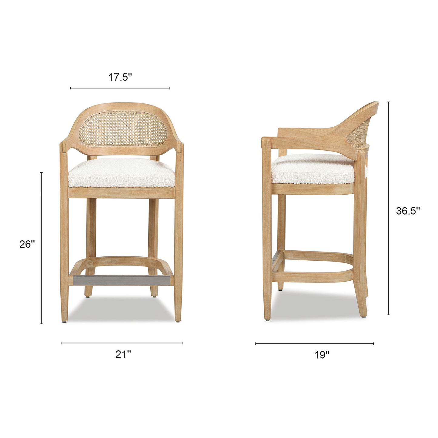 Americana - Mid-Century Modern Cane Back Counter Stool