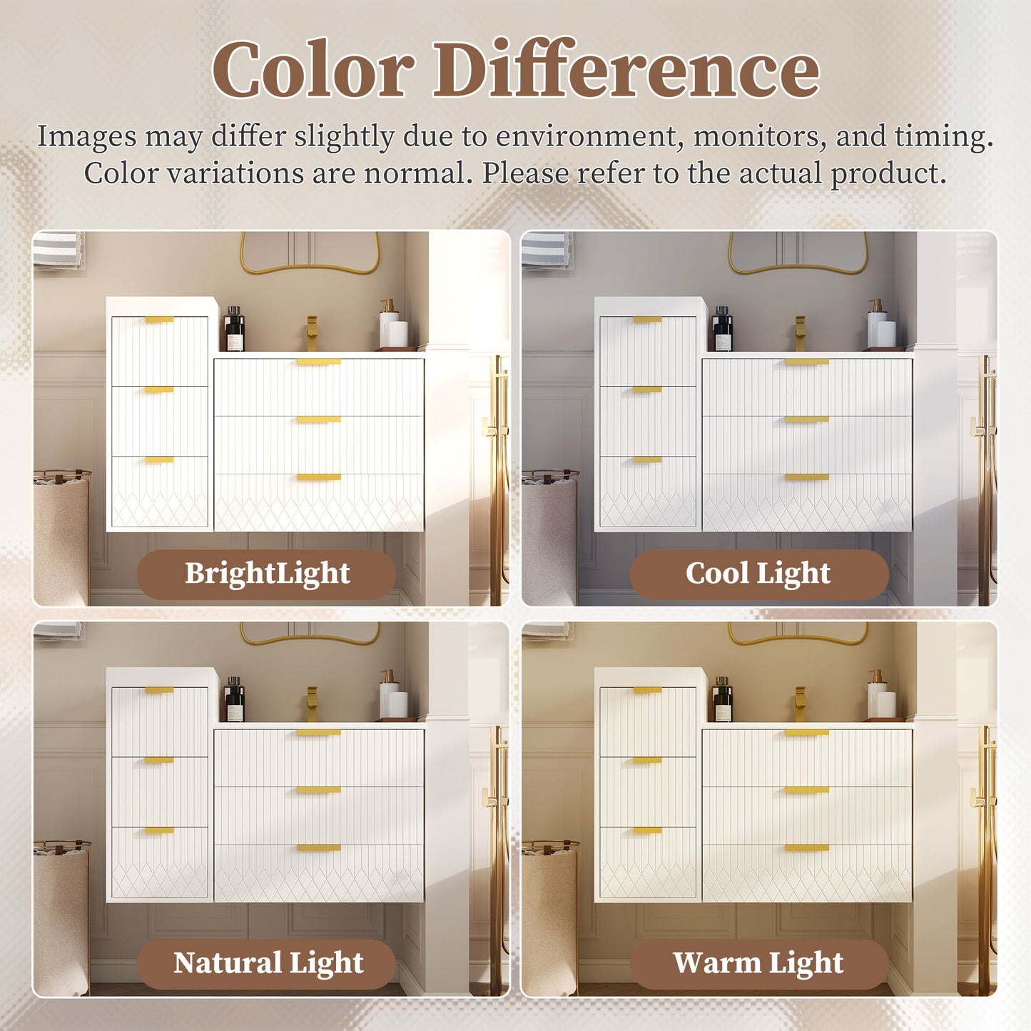Wall Mounted Floating Cabinet With Side Cabinet Combo, Rectangular Ceramic Sink Vanity