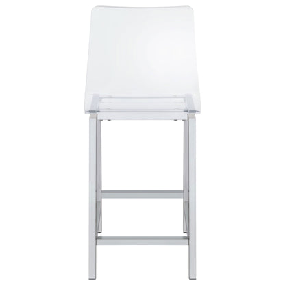Counter Height Stools With Curved Back Design (Set of 2) - Clear