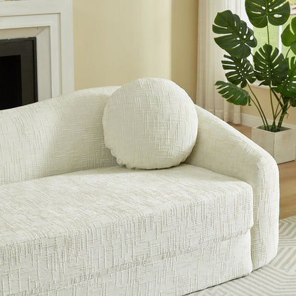 Curved Convertible Sofa, 2 In 1 Frameless Folding Sofa Bed With Pull Out Base And Deep Seat