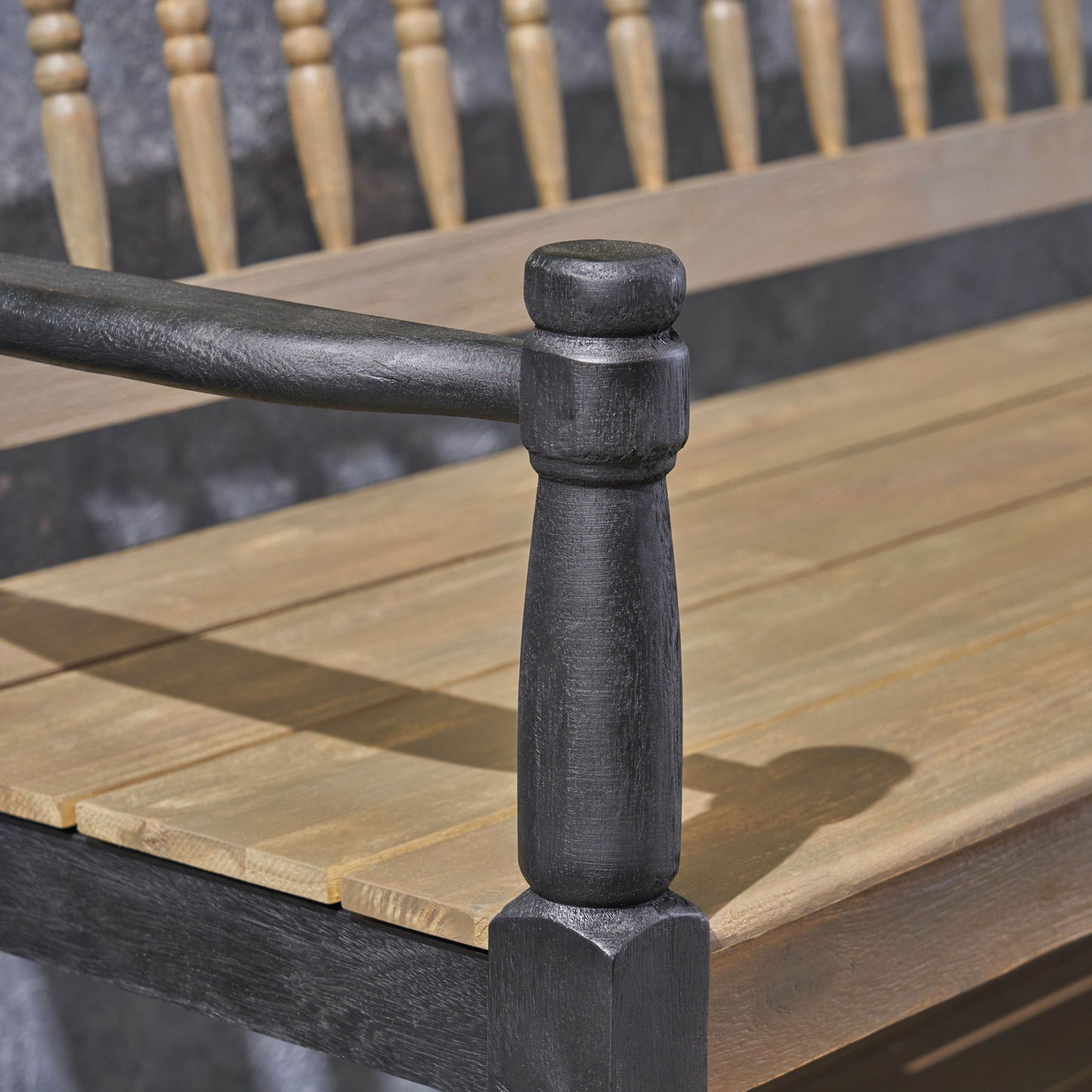 Slatted Bench With Built In Shelf