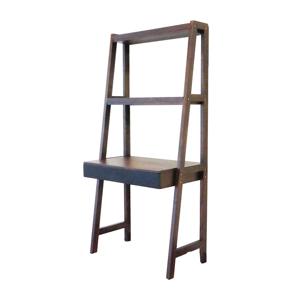 Ladder Desk, Ladder Style Display Shelf - Natural Wood / Brown