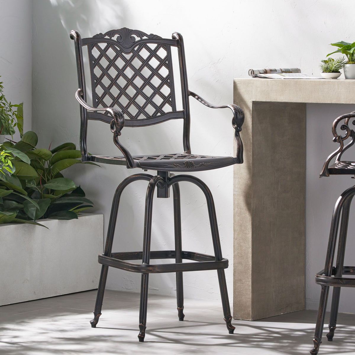 Cast Aluminum Bar Stool - Copper