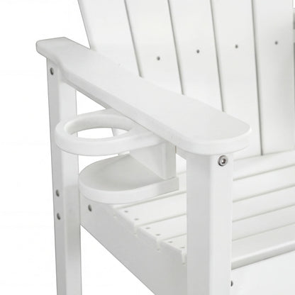 Outdoor Bar Height Adirondack Patio Chair With Cup Holder And Armrests All Weather UV Resistant - White