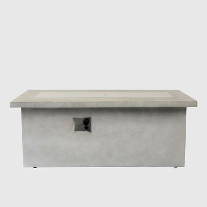 Rectangular Propane Gas Fire Pit Table With 60000 Btu For Outdoor Spaces - Light Gray