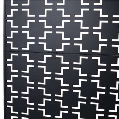 Outdoor / Indoor Privacy Screen Metal Privacy Screen, Freestanding Decorative Privacy Screen For Deck Balcony Patio - Black