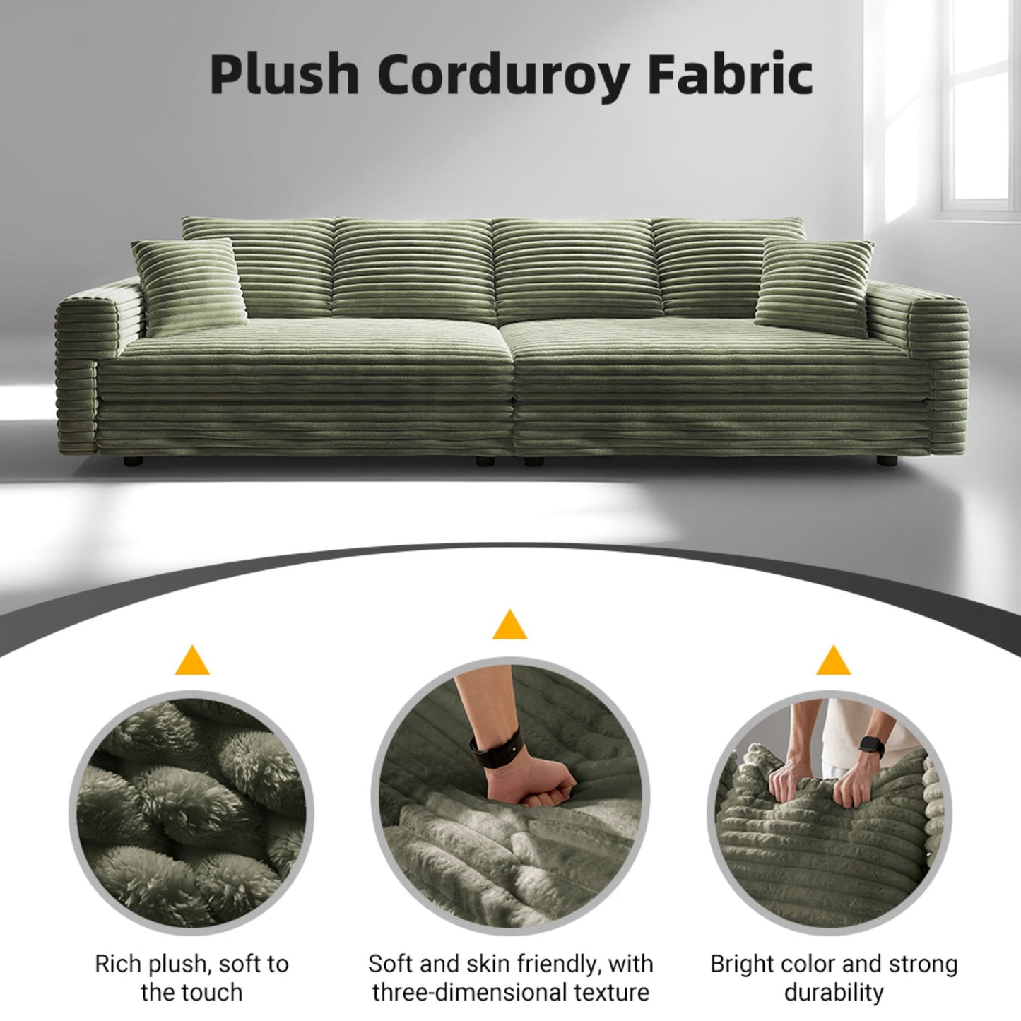 Convertible Deep Seat Sofa With Soft Pillows And Ottomans