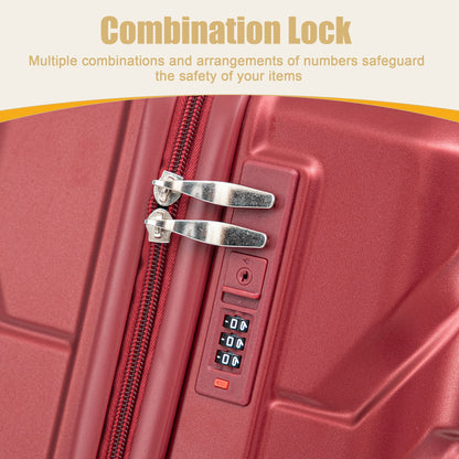 Hard Shell Luggage With Scratch Resistant Surface, 4 Wheels, Combination Lock & Side Hooks