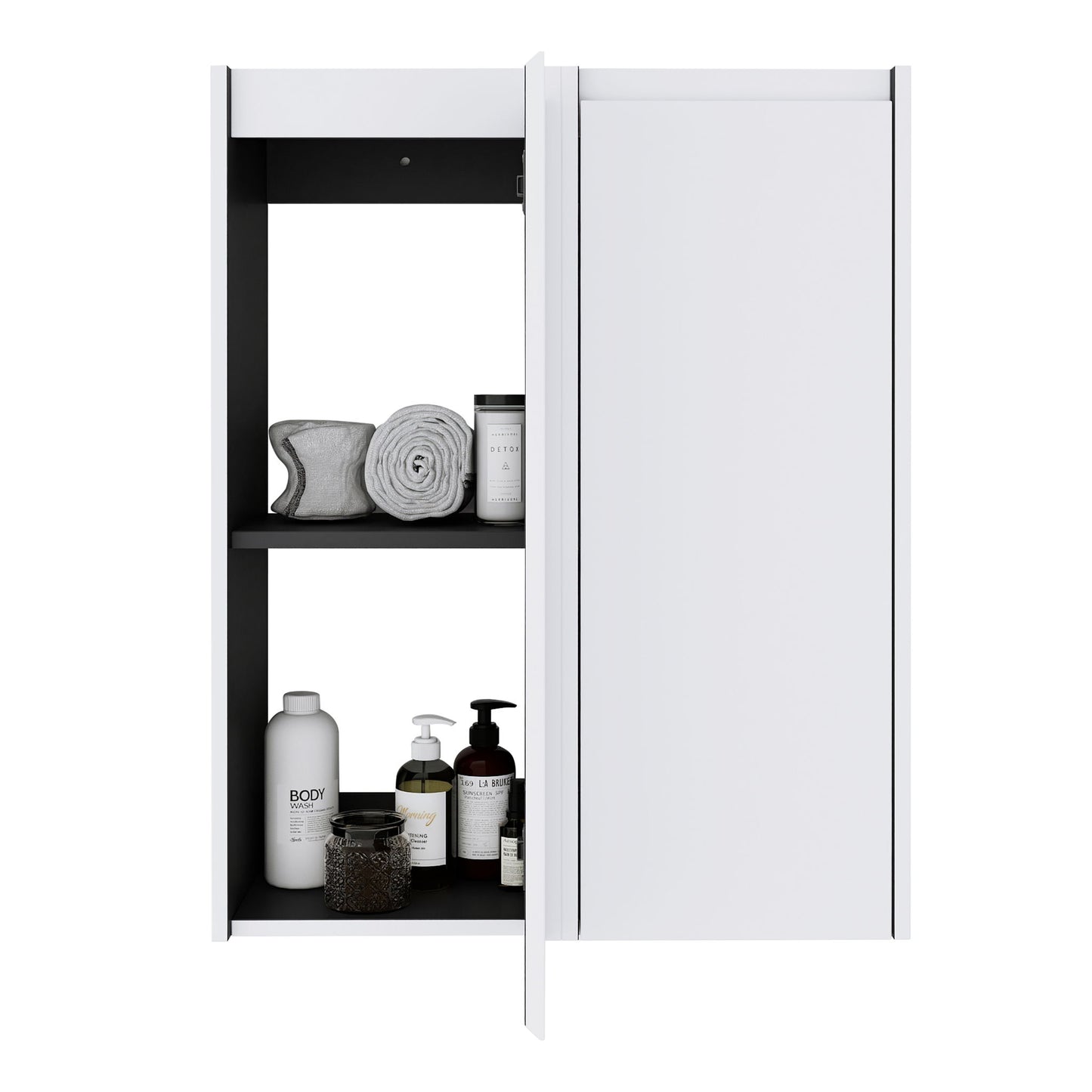 Wall Mounted Bathroom Vanity With Resin Sink And 2 Side Cabinet, 3 Soft Close Drawer - Brown Ebony