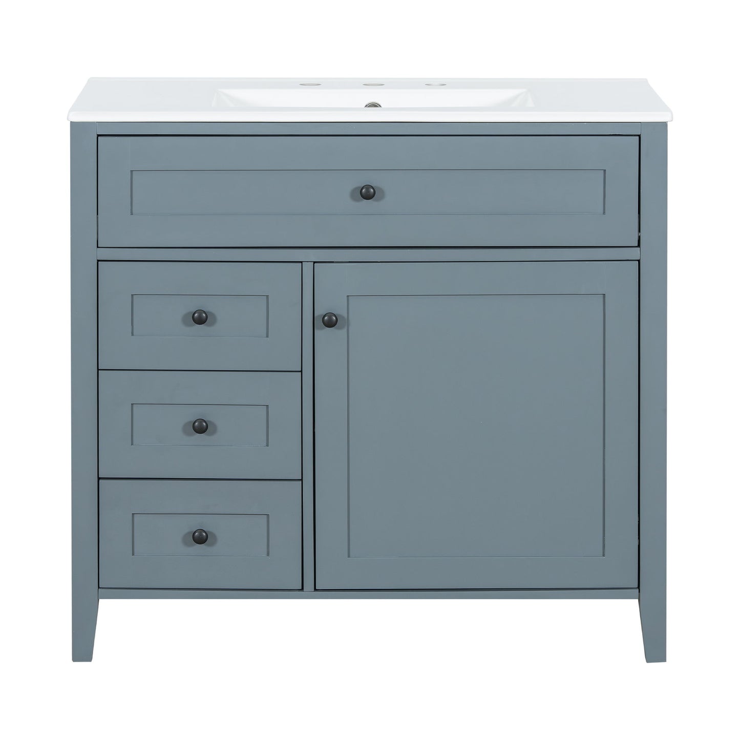 Bathroom Vanity With Sink, 3 Drawers & Cabinet With Adjustable Shelves