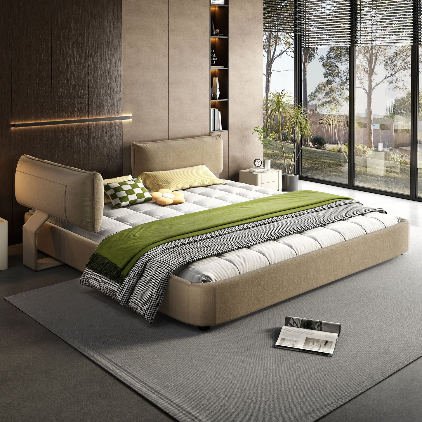 Cloud Bed Frame With Oversized Padded Movable Headboard