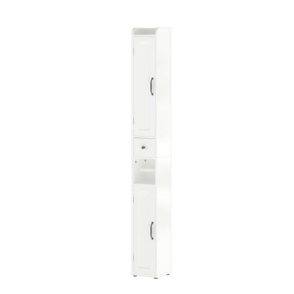 Slim Tall Bathroom Storage Cabinet With Adjustable Shelves, 2 Doors Freestanding Cabinet - White