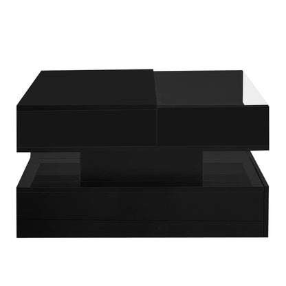 Lift Top Coffee Table With 2 Drawers, Hidden Space And LED Lights For Living Room