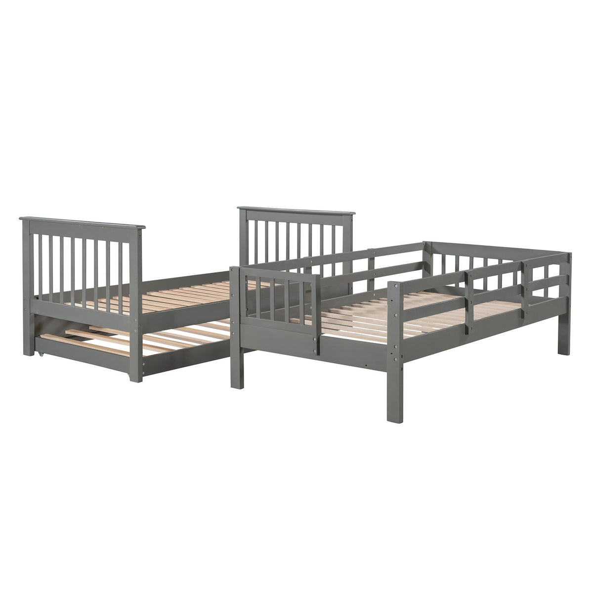 Stairway Bunk Bed With Storage And Guard Rail For Bedroom