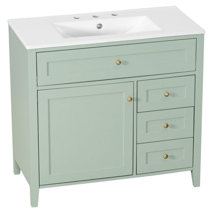 Bathroom Vanity With Sink, Cabinet With 3 Drawers And Adjustable Shelf