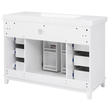 Bathroom Vanity With Sink, 6 Soft Close Drawers & Double Doors - White