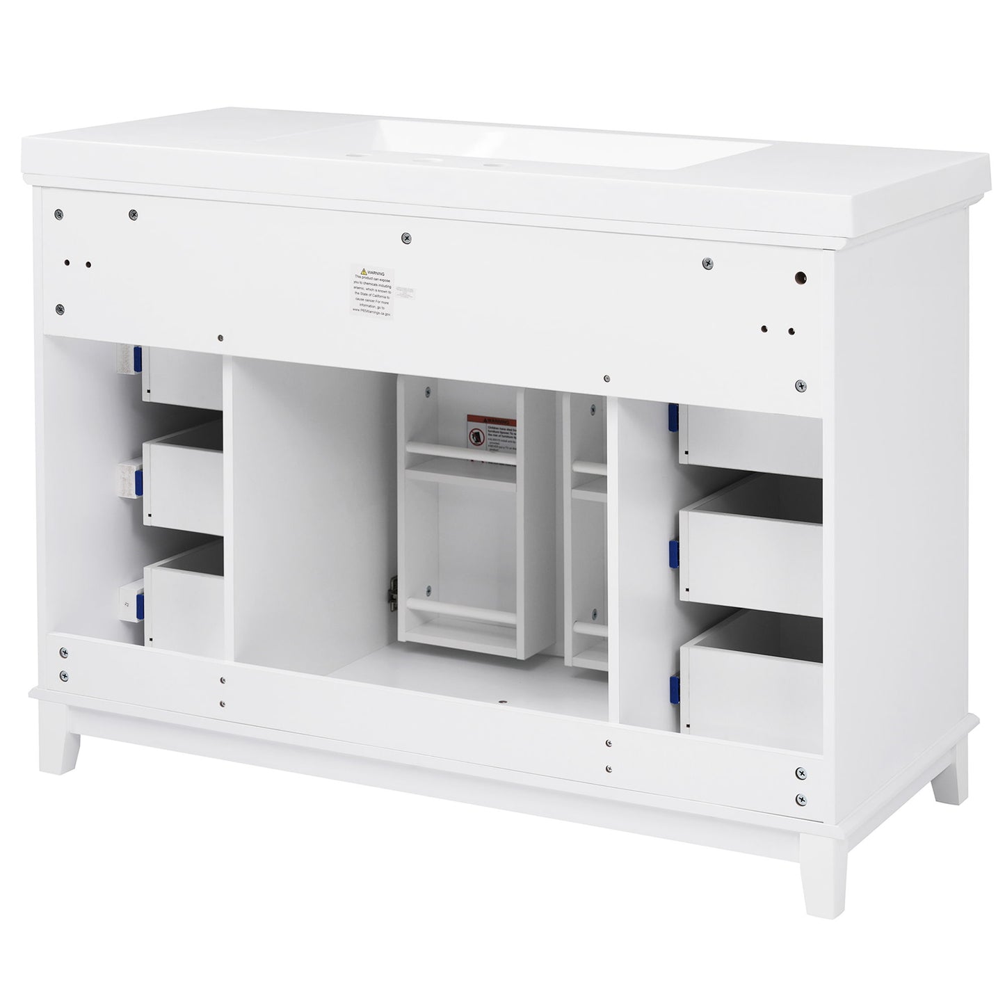 Bathroom Vanity & Sink, 6 Soft Close Drawers & Double Doors - White