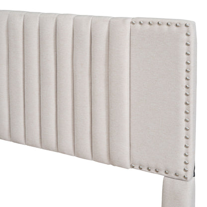 Upholstered Platform Bed With Drawers, Classic Headboard Design