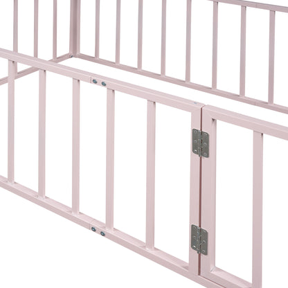 Metal Floor Bed Frame With Fence And Door