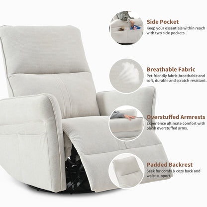 270° Power Swivel Rocker Glider Recliner Chair With USB Ports