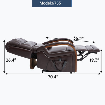 Power Lift Recliner Chair Dual Motor Infinite Position With Heat Massage And Heavy Duty Motion Mechanism - Brown