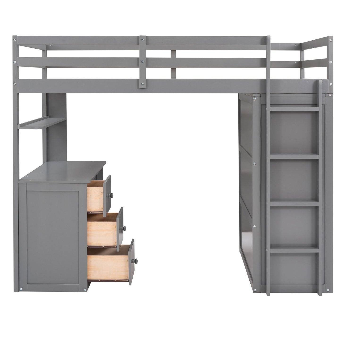 Loft Bed With Drawers, Desk, And Wardrobe
