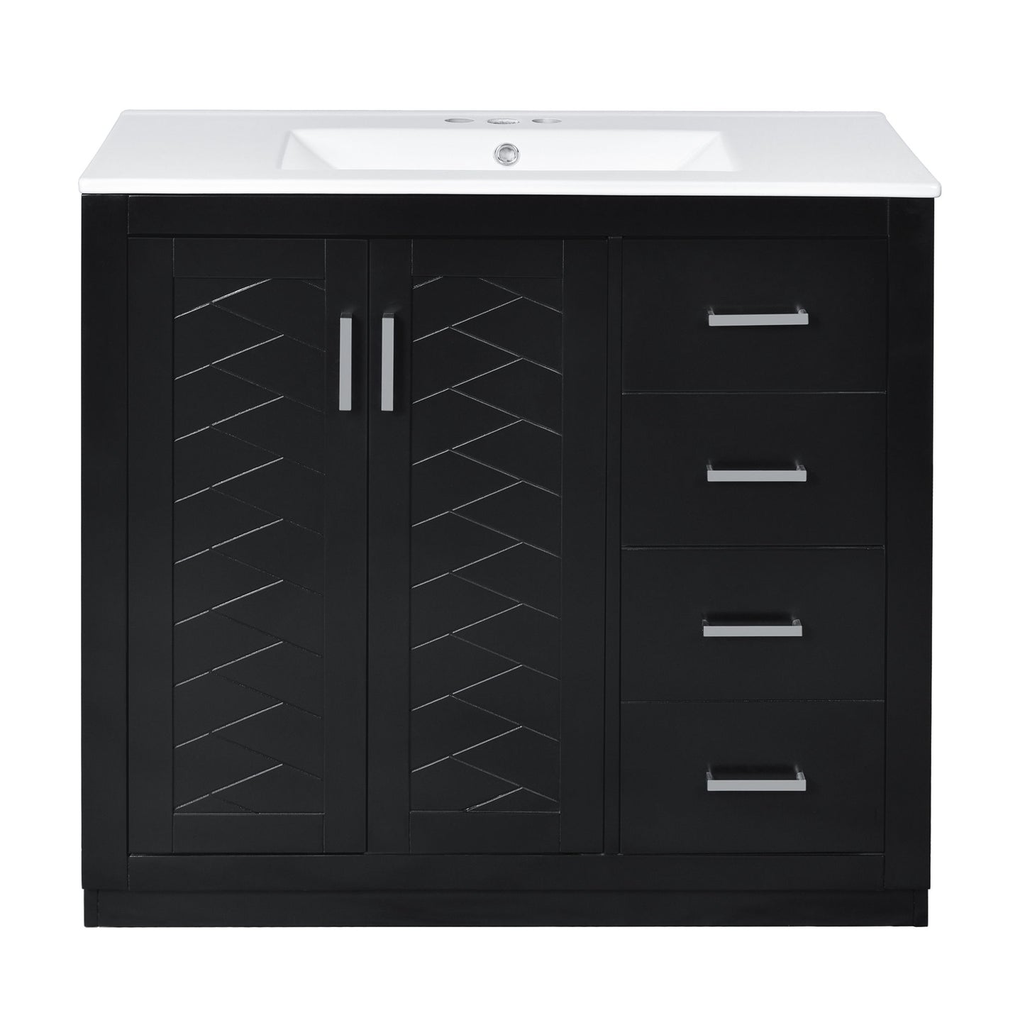 Bathroom Vanity With Sink Combo, Storage Cabinet, Freestanding Set With 3 Drawers & Soft Closing Doors