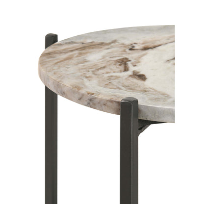 Bleskin - Round Accent Side Table With Shelf - White