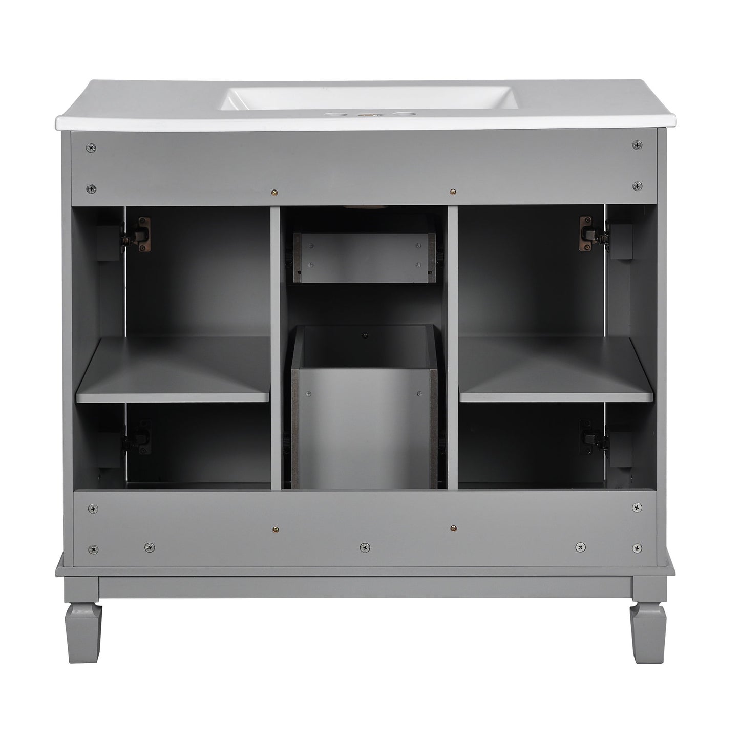 Bathroom Vanity With Top Sink, Mirror Cabinet, 2 Soft Closing Doors & 2 Drawers