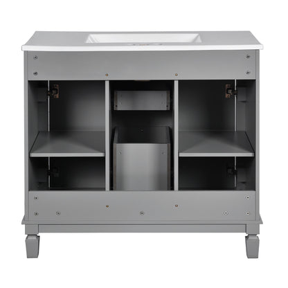 Bathroom Vanity With Top Sink, Mirror Cabinet, 2 Soft Closing Doors & 2 Drawers