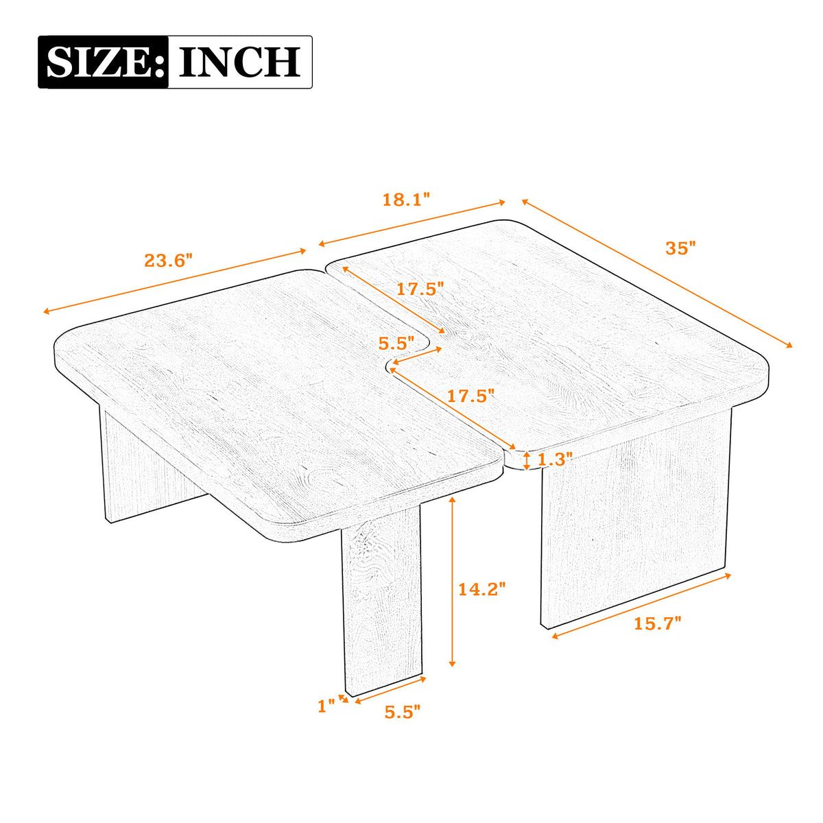 Modern Minimalist Coffee Table Set With Splicing Design