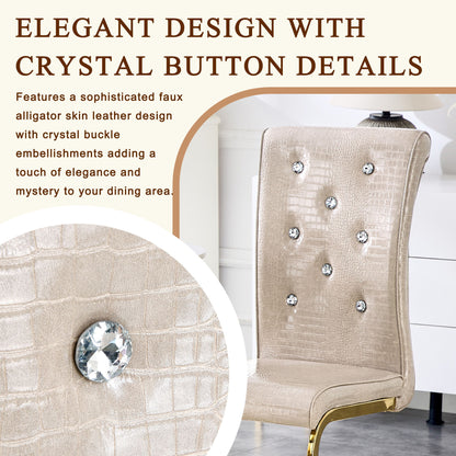 Elegant Design Alligator Skin Upholstered Dining Chairs