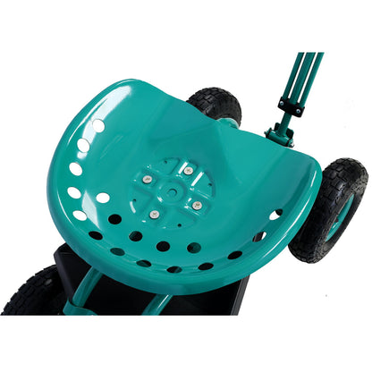 Rolling Garden Scooter Cart Seat With Wheels, 360 Swivel, Tool Tray