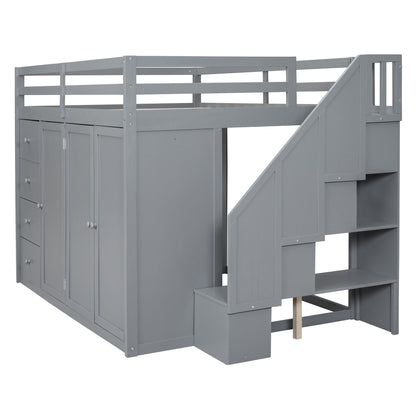 Loft Bed With Built In Wardrobes, Cabinets And Drawers