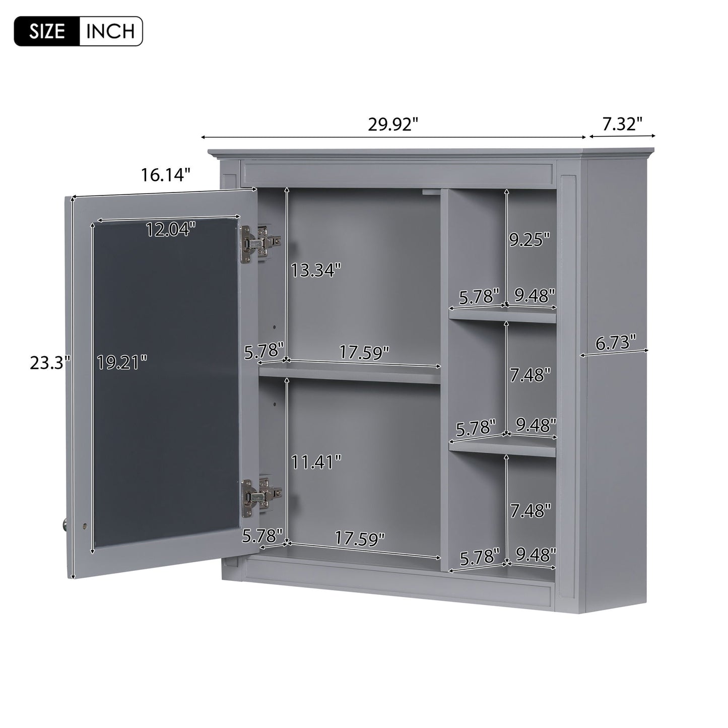 Bathroom Vanity With Top Sink, Freestanding Storage Cabinet With 2 Doors And 3 Drawers, Mirror Cabinet Included - Gray