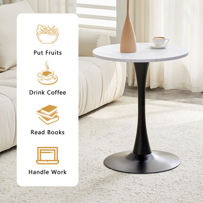 Round Dining Table With Thickened Engineered Wood Top And Metal Pedestal, 23.6" Diameter For Kitchen, Living Room, Small Spaces