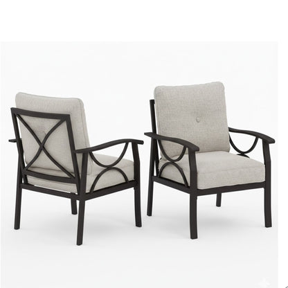 All-Weather Armchairs With Cushions, Modern Sculptural Design (Set of 2)