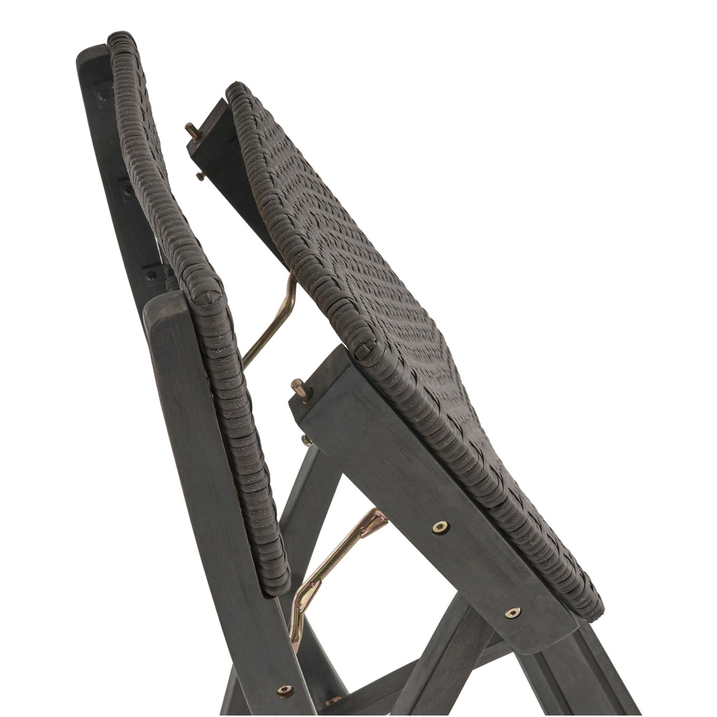 Outdoor Folding Acacia Wood Barstools With Rattan Backrest And Seat